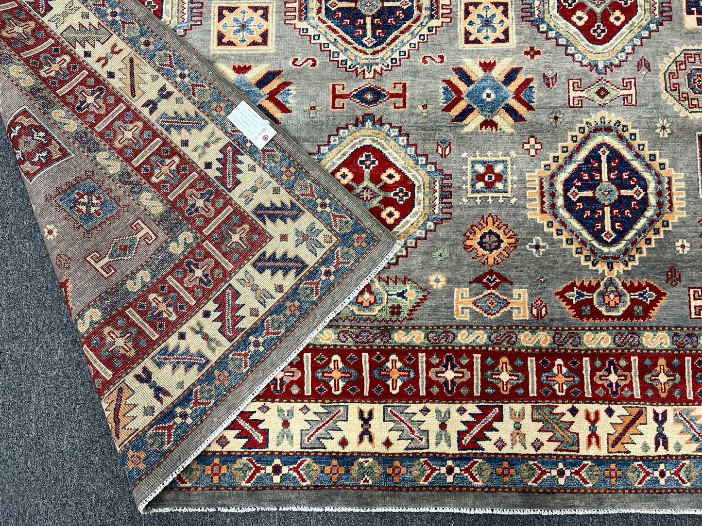 Grey 8X10 Kazak Hand Made Wool Rug # 14439