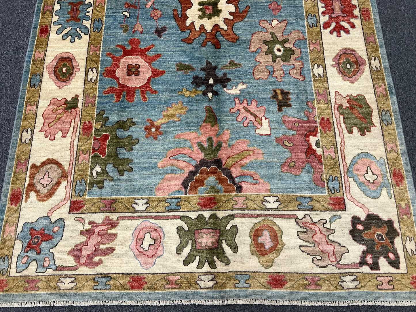 Oushak Light Blue 6X9 Handmade Wool Rug # 12225