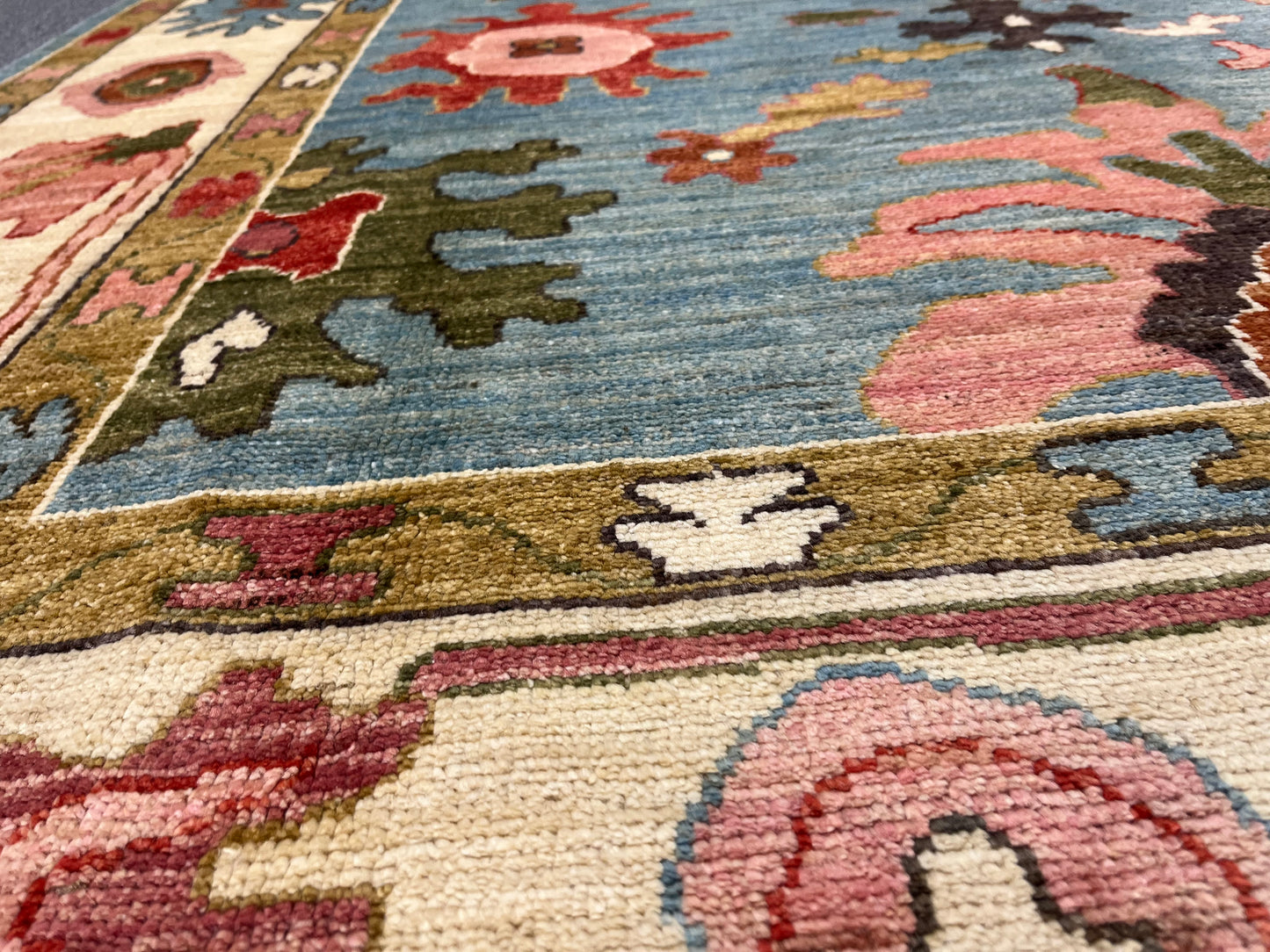 Oushak Light Blue 6X9 Handmade Wool Rug # 12225