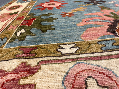 Oushak Light Blue 6X9 Handmade Wool Rug # 12225