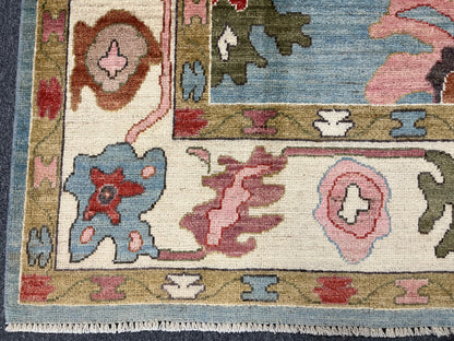 Oushak Light Blue 6X9 Handmade Wool Rug # 12225