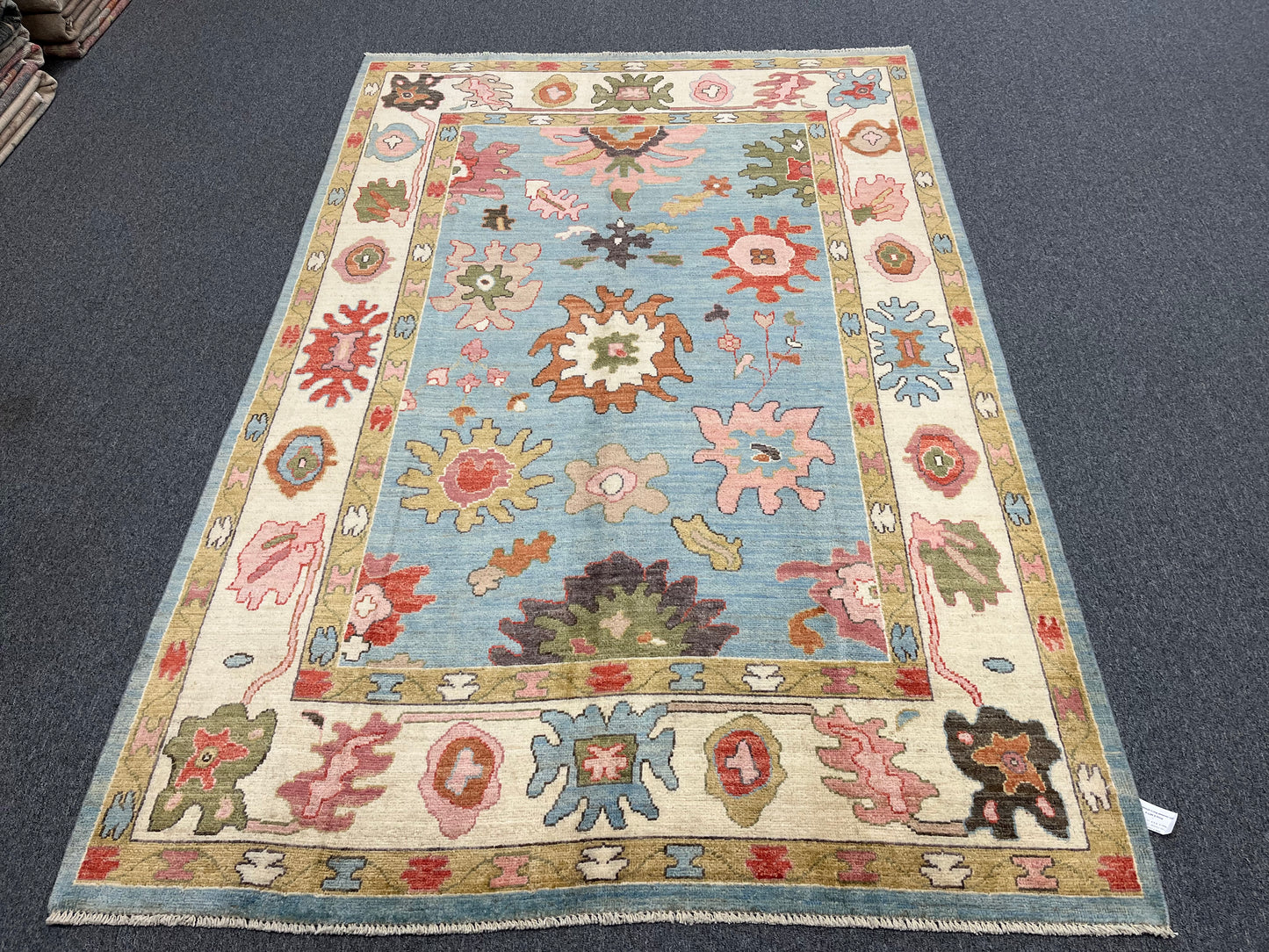 Oushak Light Blue 6X9 Handmade Wool Rug # 12225