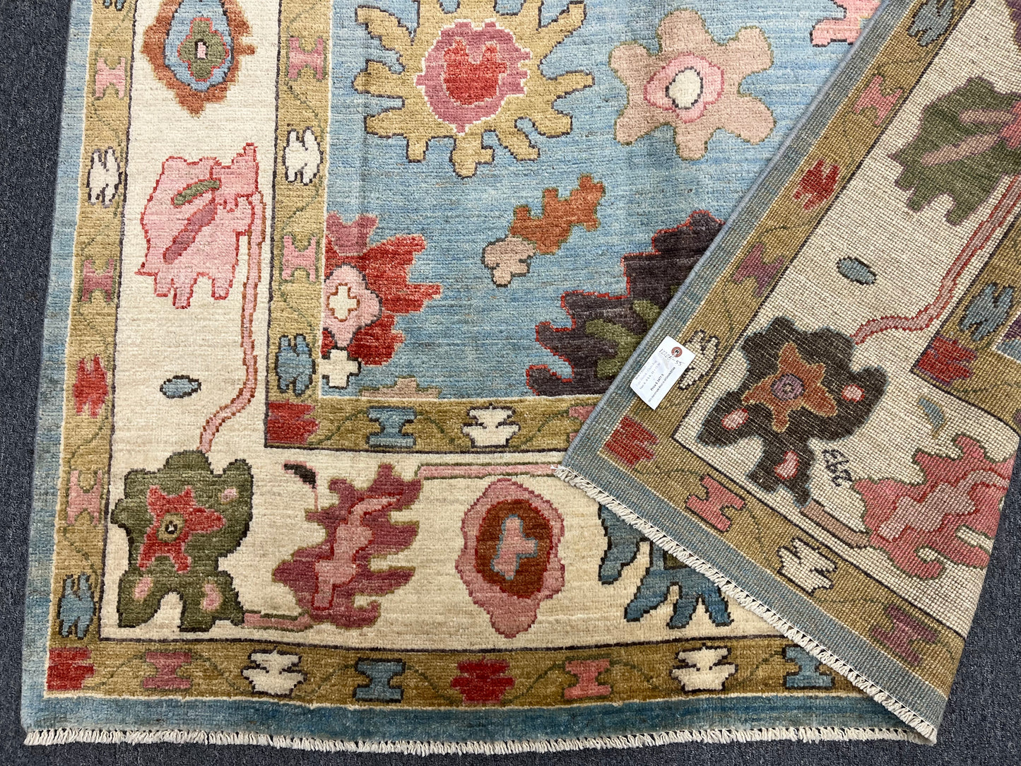 Oushak Light Blue 6X9 Handmade Wool Rug # 12225