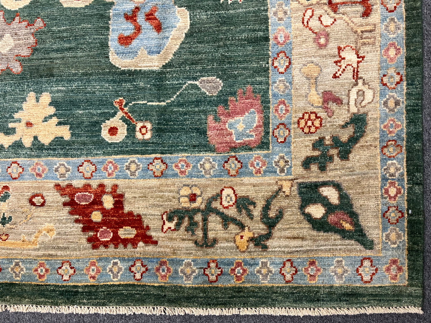 8X10 Oushak Green/ Blue Handmade Wool Rug # 12189