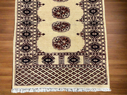Geometric Bokhara 3X4 Handmade Wool Rug # 1-4