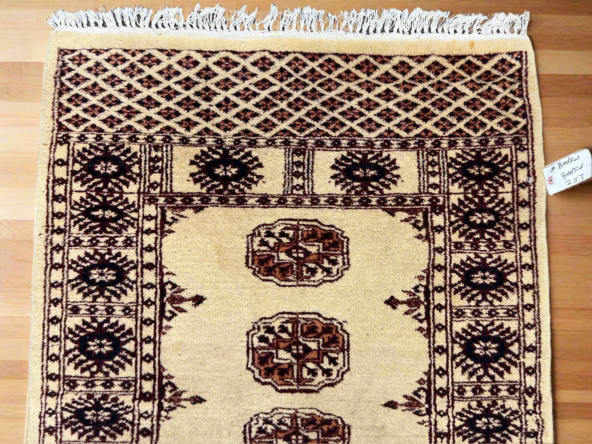 Geometric Bokhara 3X4 Handmade Wool Rug # 1-4