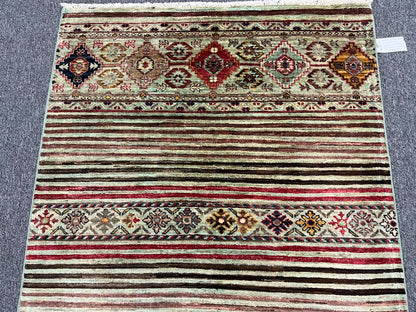 Multicolor Khorjin 3X5 Handmade Wool Rug # 14581
