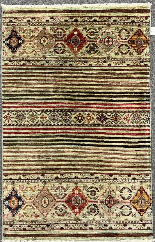 Multicolor Khorjin 3X5 Handmade Wool Rug # 14581