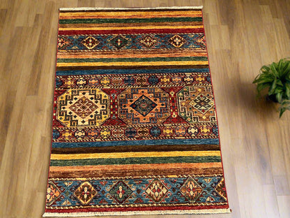 Multicolor Khorjin 3X5 Handmade Wool Rug # 14583