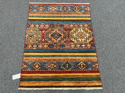 Multicolor Khorjin 3X5 Handmade Wool Rug # 14583