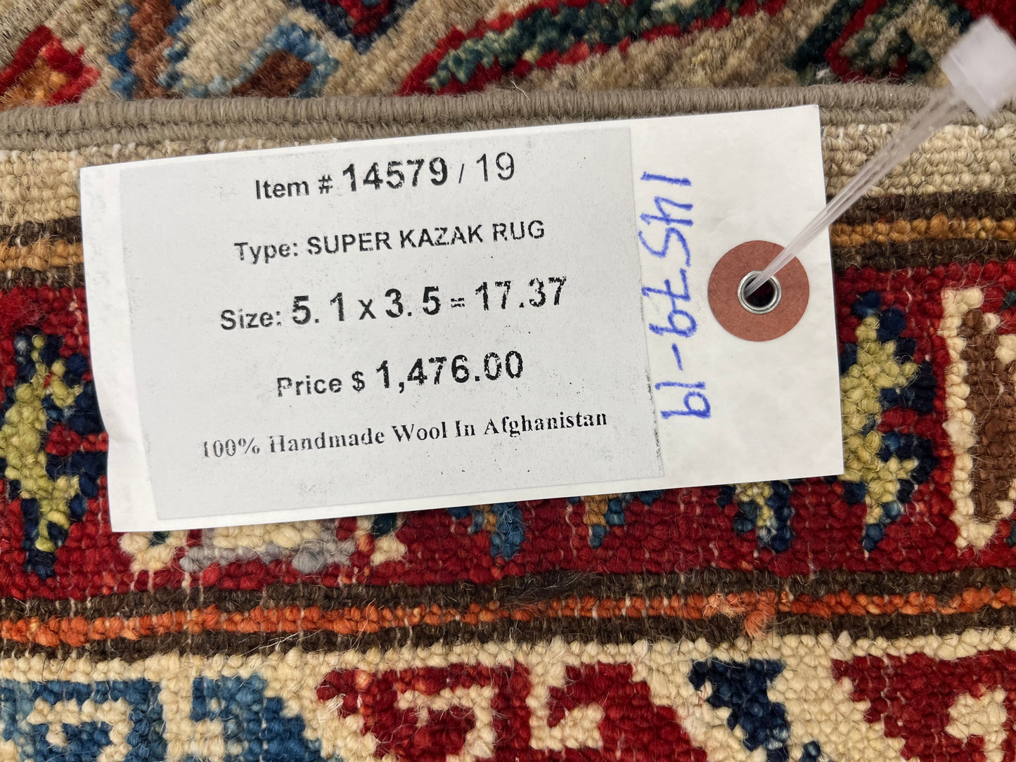 Super Kazak 3X5 Handmade Wool Rug # 14579