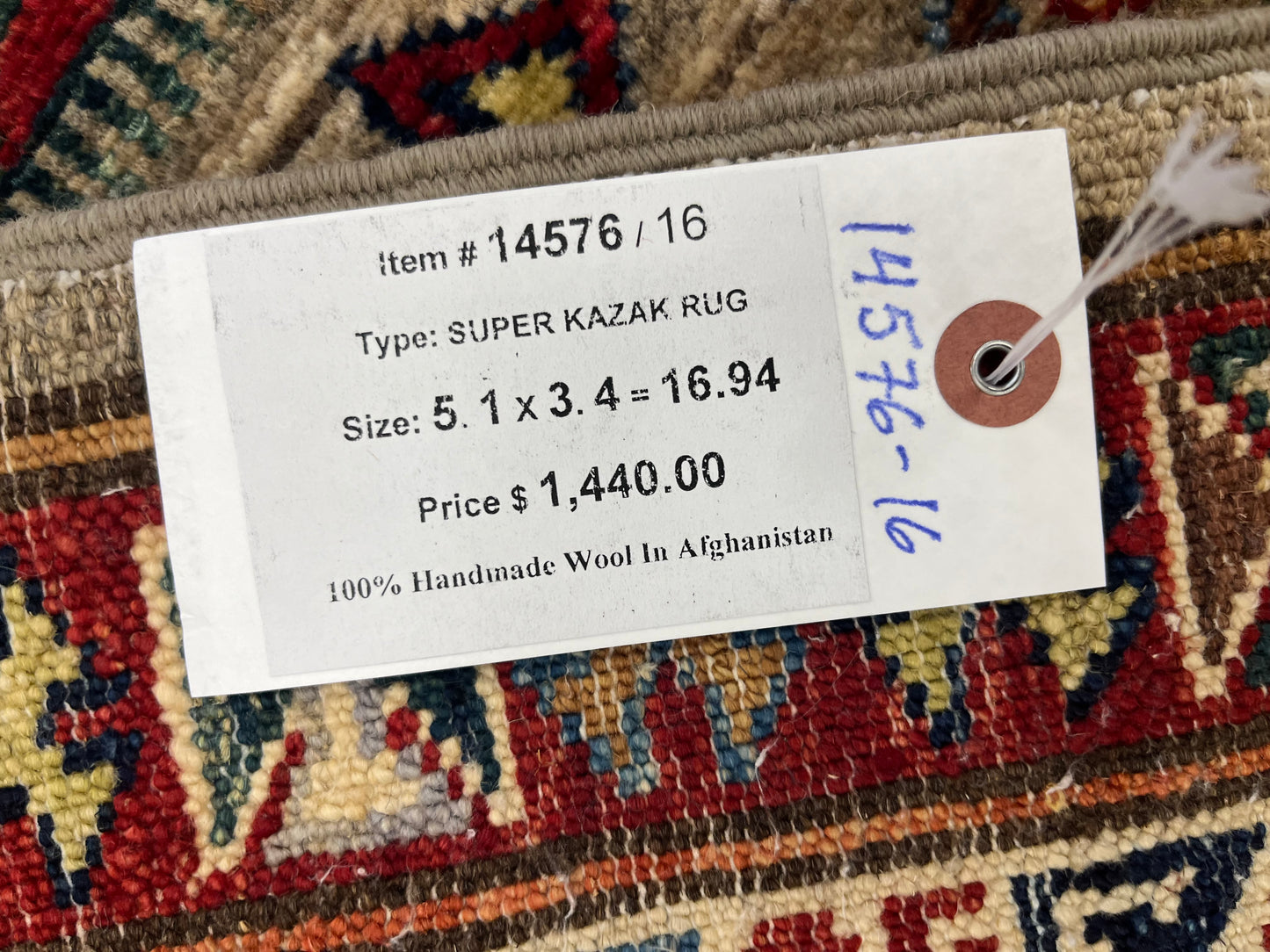 Super Kazak 3X5 Handmade Wool Rug # 14576