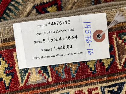 Super Kazak 3X5 Handmade Wool Rug # 14576