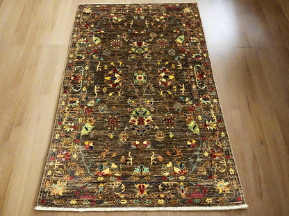 Gray Mohal 4X6 Handmade Wool Rug # 14594