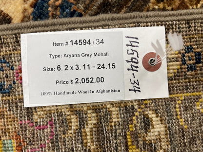 Gray Mohal 4X6 Handmade Wool Rug # 14594