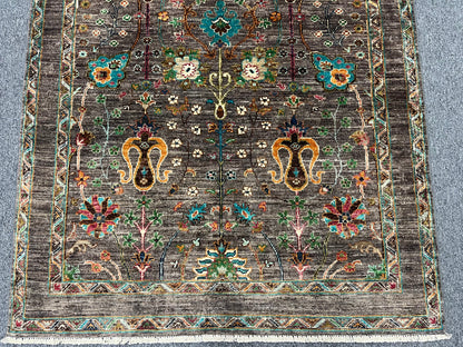 Gray Mohal 4X6 Handmade Wool Rug # 14592