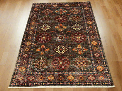 Silver Super Kazak 5X7 Handmade Wool Rug # 14591