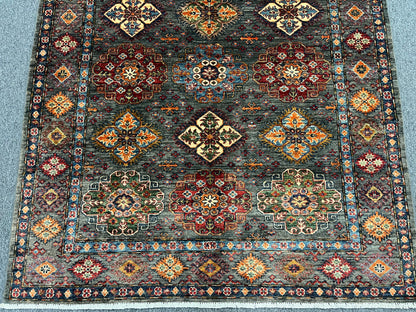 Silver Super Kazak 5X7 Handmade Wool Rug # 14591