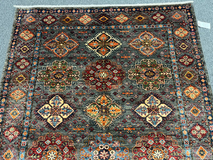 Silver Super Kazak 5X7 Handmade Wool Rug # 14591