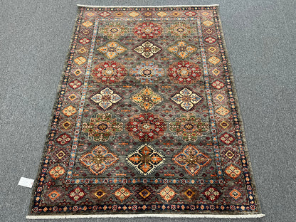 Silver Super Kazak 5X7 Handmade Wool Rug # 14591