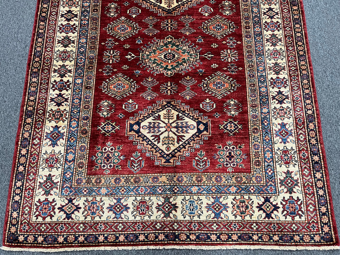Red Super Kazak 5X7 Handmade Wool Rug # 14590