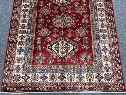 Red Super Kazak 5X7 Handmade Wool Rug # 14590