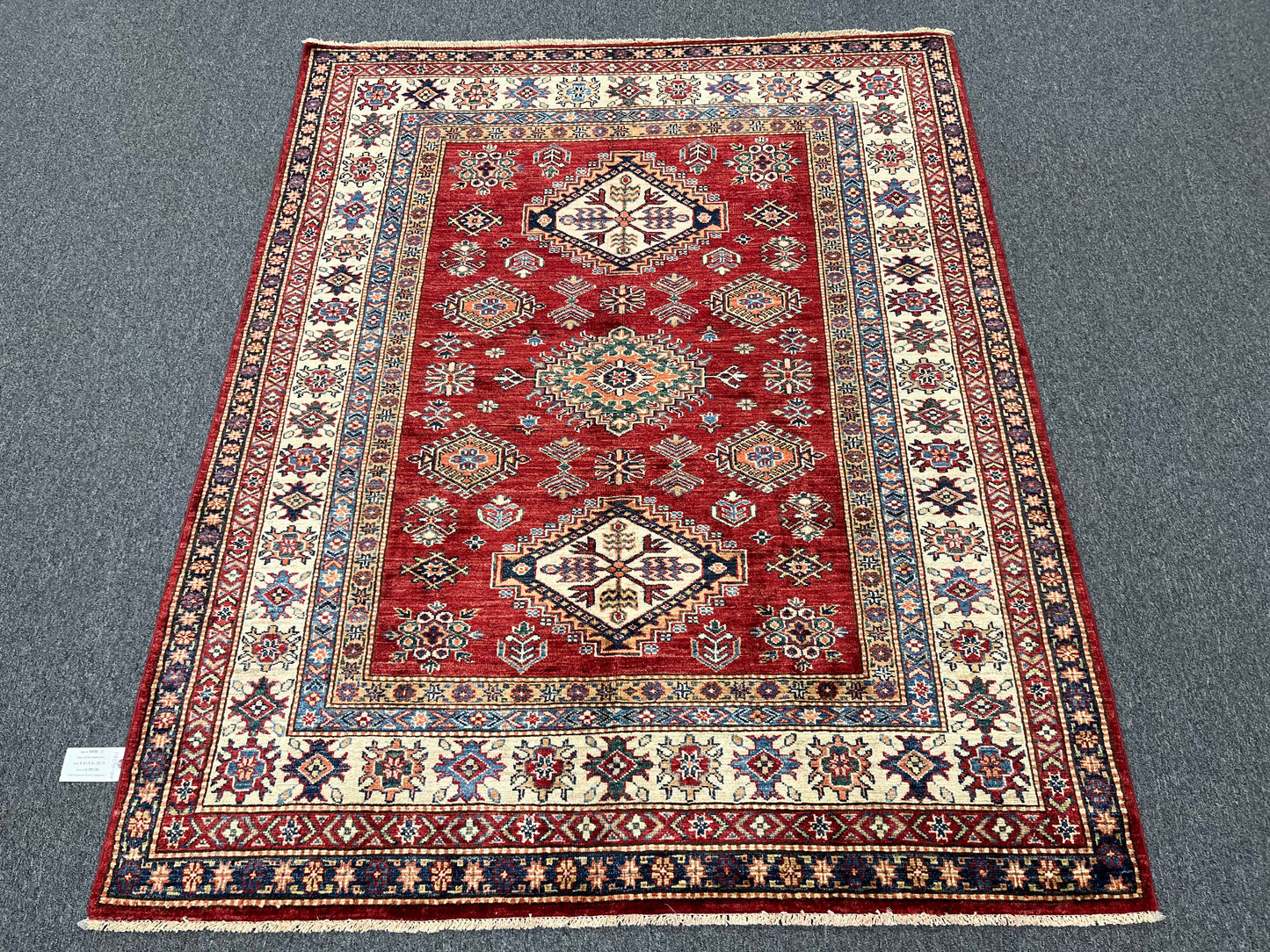 Red Super Kazak 5X7 Handmade Wool Rug # 14590