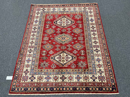 Red Super Kazak 5X7 Handmade Wool Rug # 14590