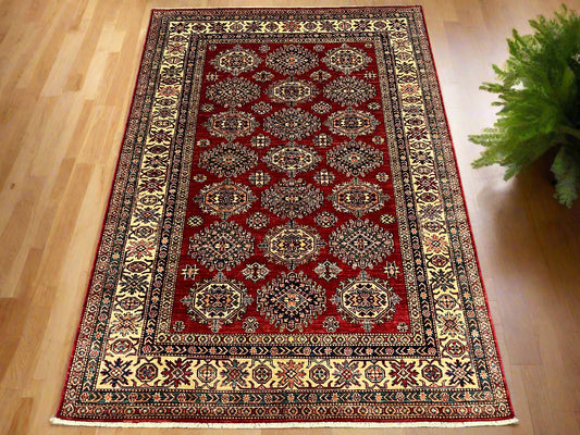 Red Super Kazak 6X9 Handmade Wool Rug # 14572