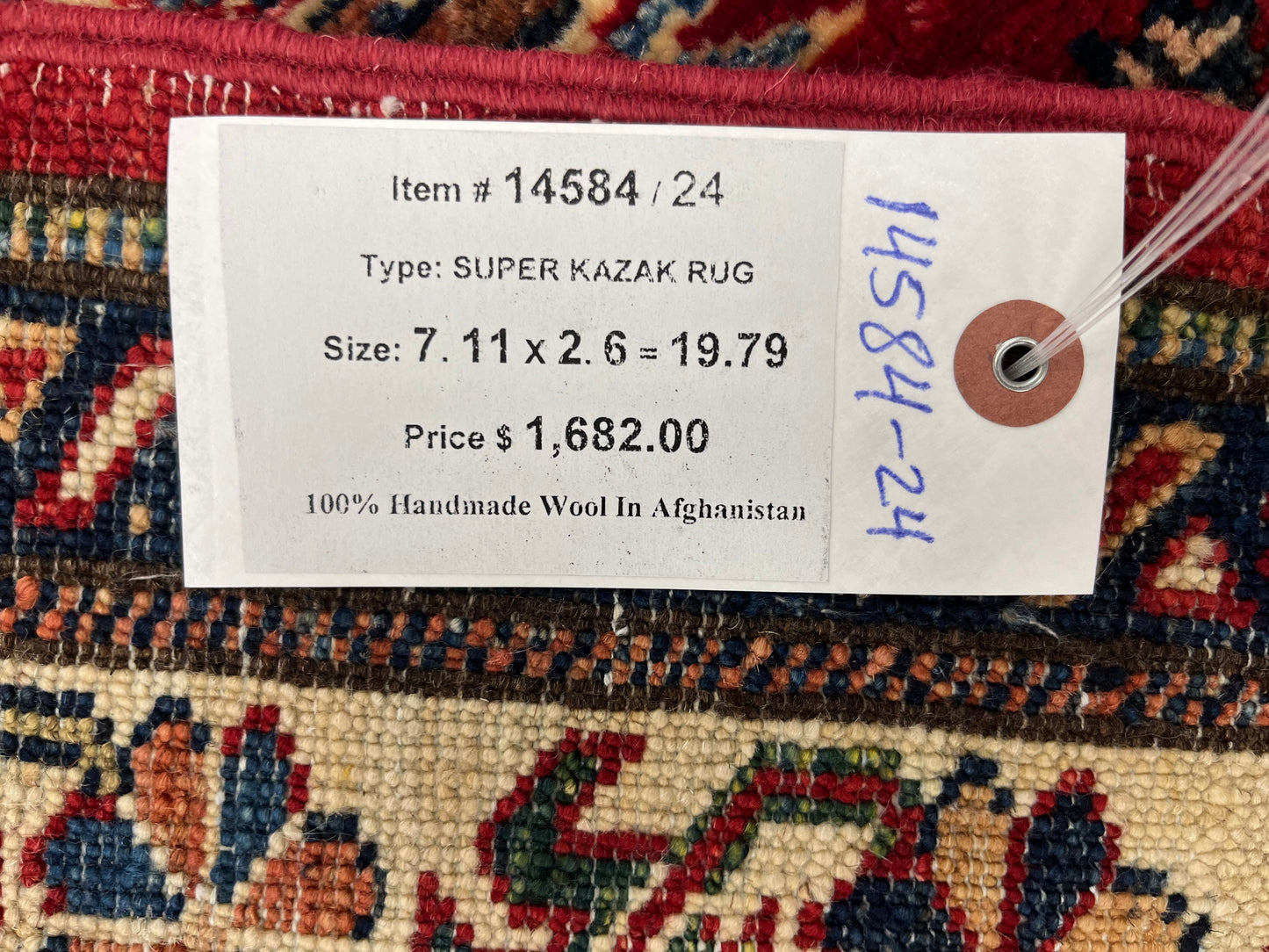 Super Kazak Runner 2' 6"X8' Handmade Wool Rug # 14584