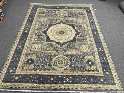 Mamluk 9X12 Gray Multicolor Handmade Wool Rug # 14574