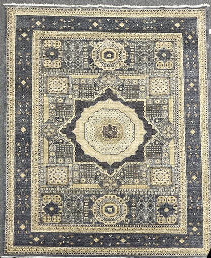 Mamluk 9X12 Gray Multicolor Handmade Wool Rug # 14574