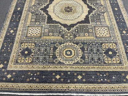 Mamluk 9X12 Gray Multicolor Handmade Wool Rug # 14574