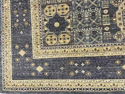 Mamluk 9X12 Gray Multicolor Handmade Wool Rug # 14574