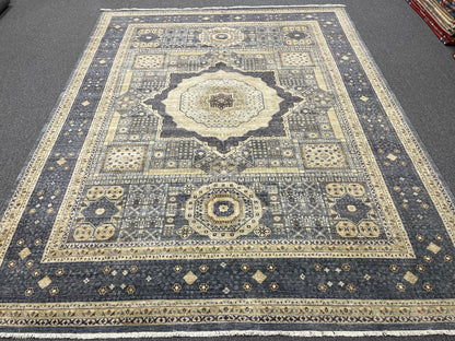 Mamluk 9X12 Gray Multicolor Handmade Wool Rug # 14574