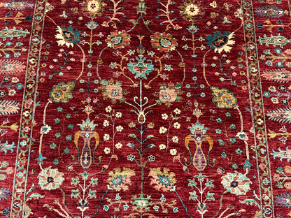 Red/Green Multicolor 7X10 Handmade Wool Rug # 14586