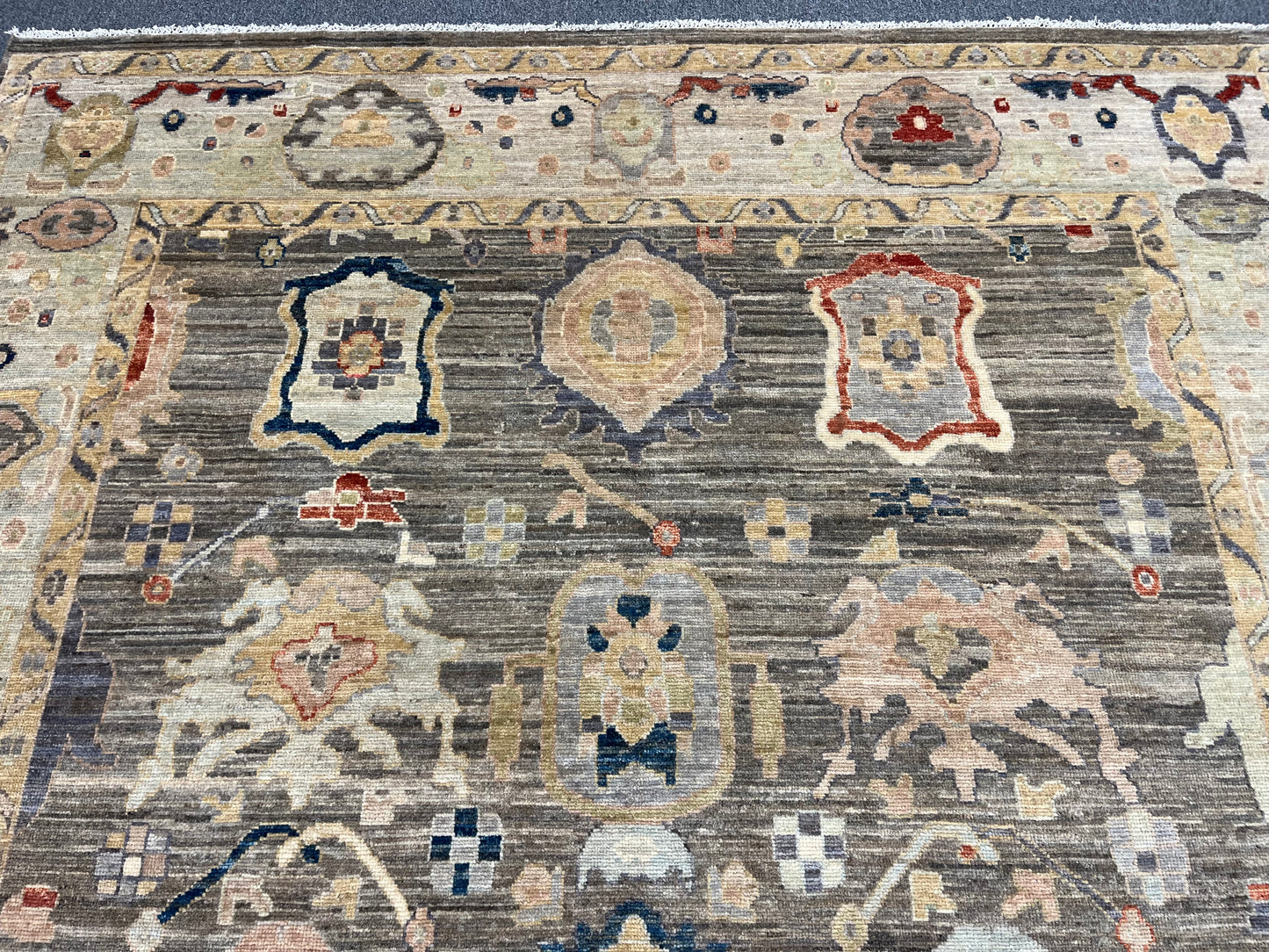 Gray/Turquoise blue Oushak 8X10 Handmade Wool Rug # 14596