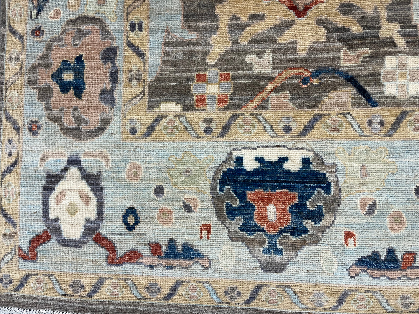Gray/Turquoise blue Oushak 8X10 Handmade Wool Rug # 14596
