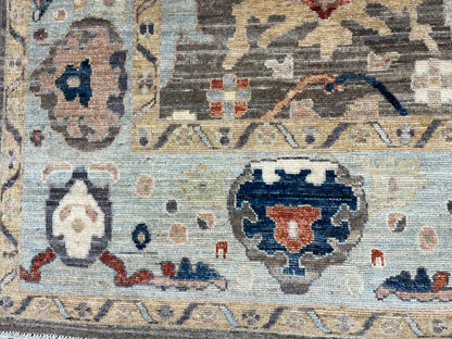 Gray/Turquoise blue Oushak 8X10 Handmade Wool Rug # 14596