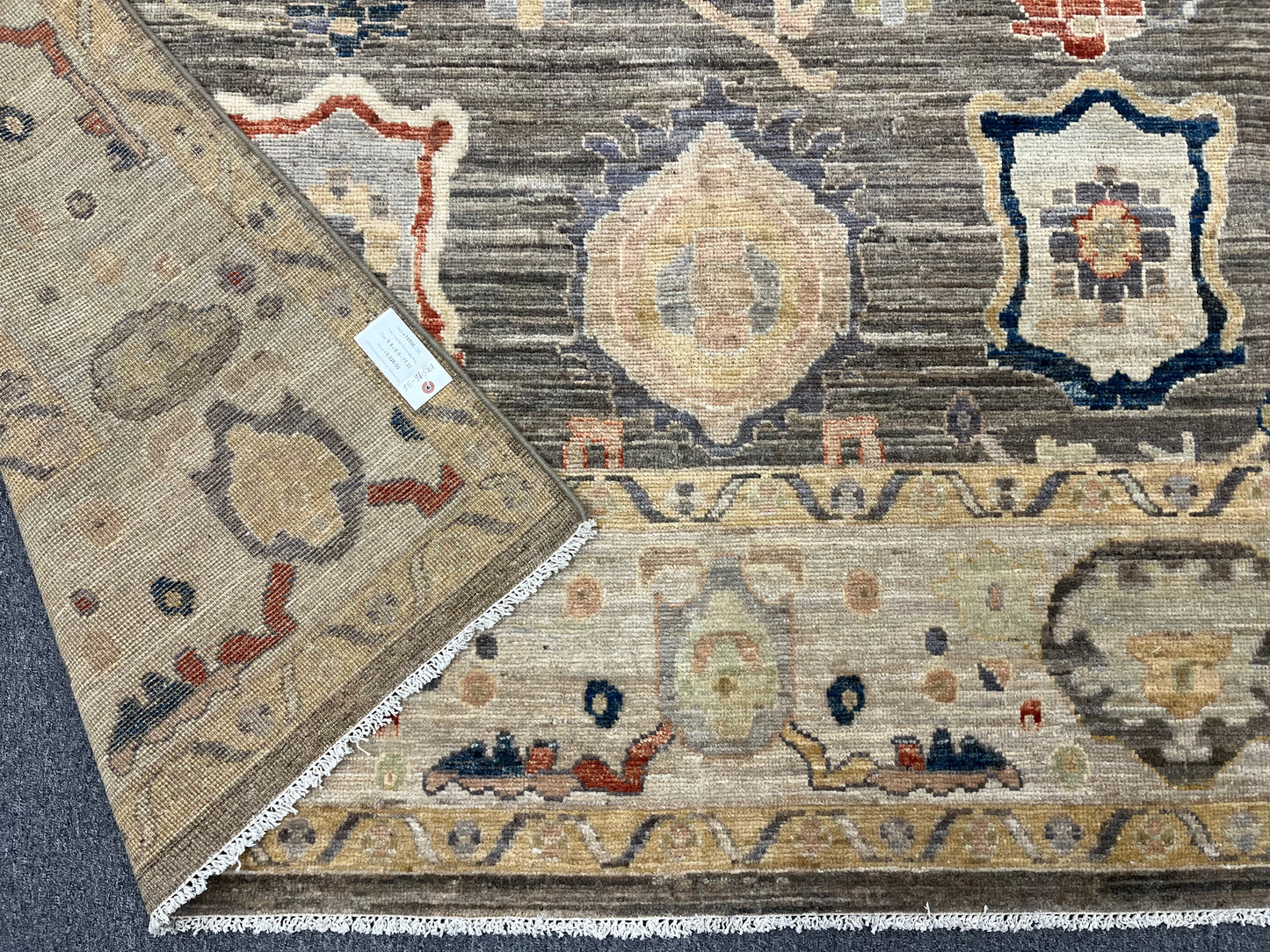 Gray/Turquoise blue Oushak 8X10 Handmade Wool Rug # 14596