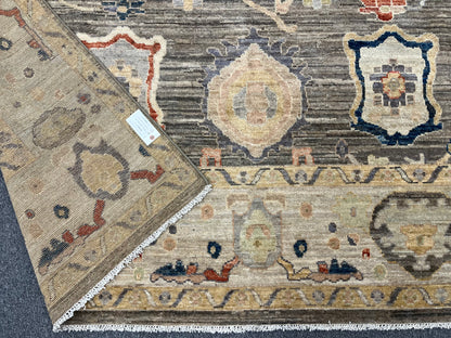 Gray/Turquoise blue Oushak 8X10 Handmade Wool Rug # 14596