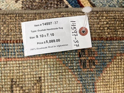 Gray Oushak 8X10 Handmade Wool Rug # 14597