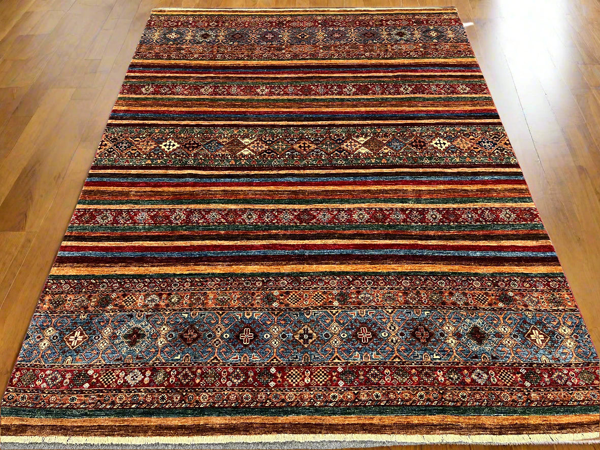 8X10 Khurjin Multicolor Handmade Wool Rug # 14561