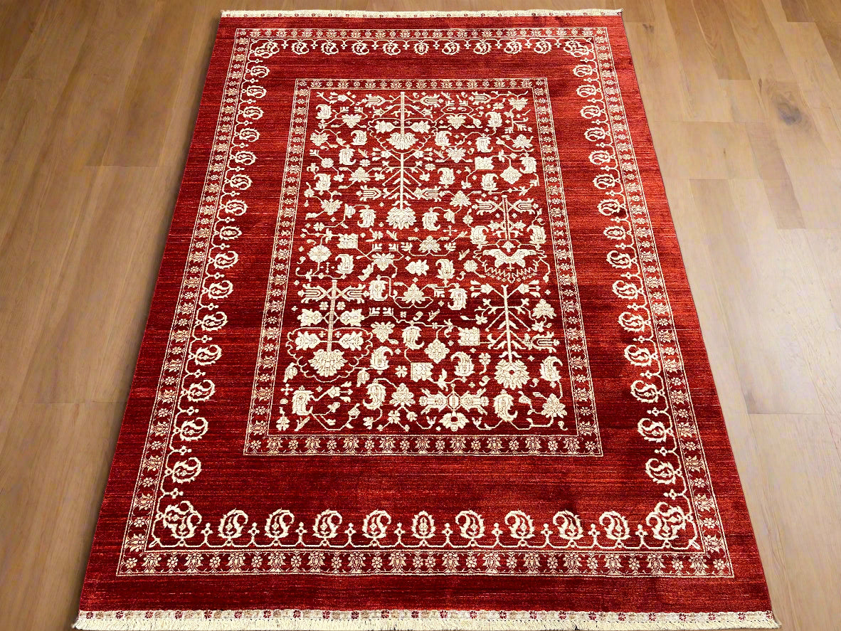 6X9 Red/Beige Bakshaish Design Area Rug # 14604