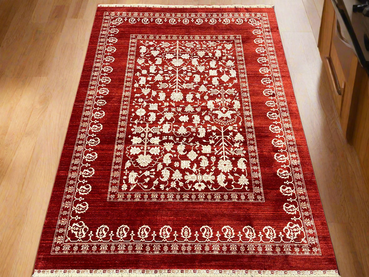 6X9 Red/Beige Bakshaish Design Area Rug # 14604
