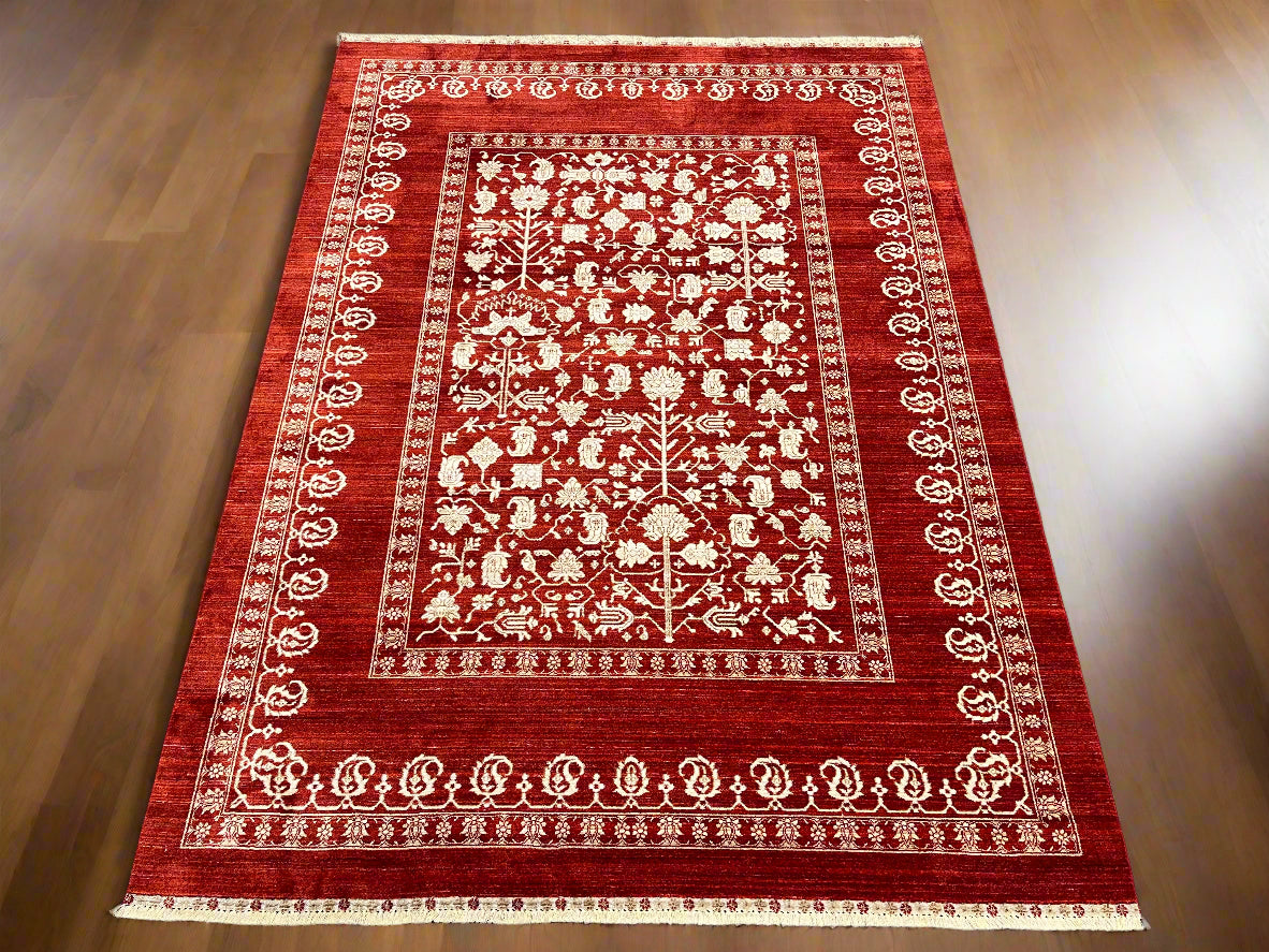6X9 Red/Beige Bakshaish Design Area Rug # 14604