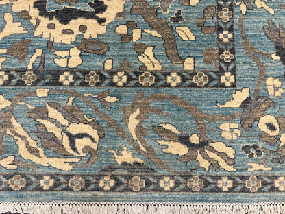 Light Mint Blue 9X12 Oushak Handmade Wool Rug # 11878