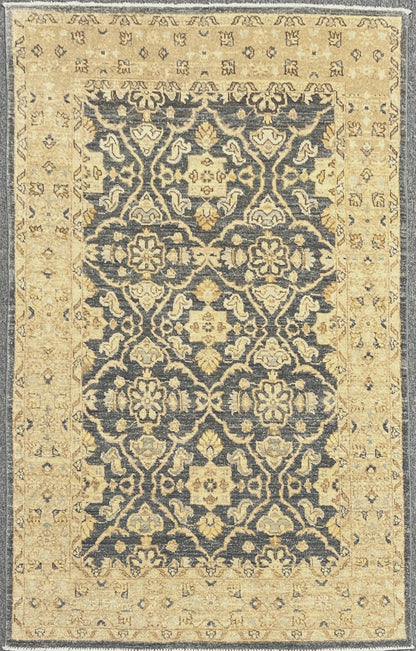 Silver Gray Ziegler 4X6 Handmade Wool Rug # 10301