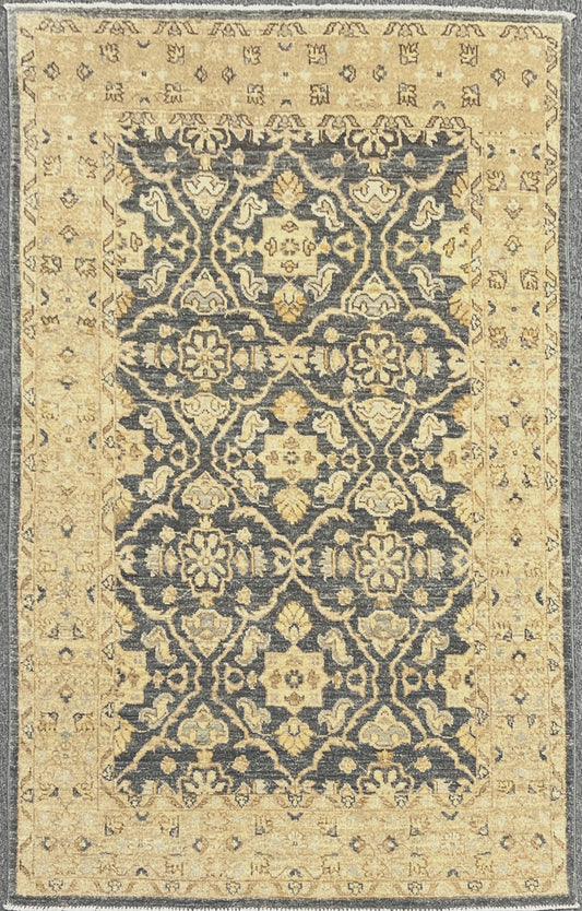 Silver Gray Ziegler 4X6 Handmade Wool Rug # 10301