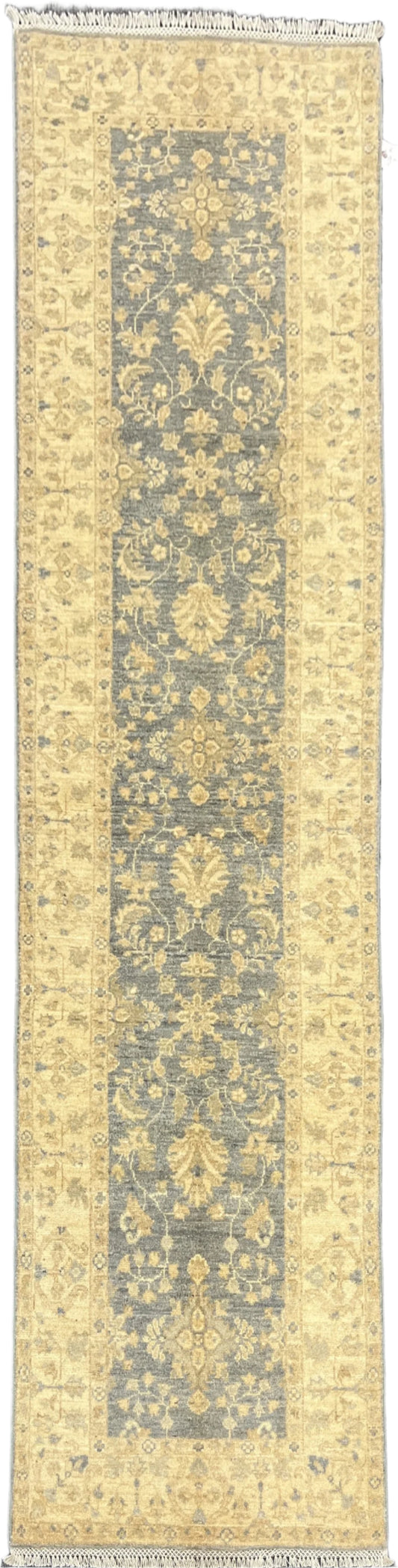 Gray Oushak Runner 3'X10' Handmade Wool Rug # 14280